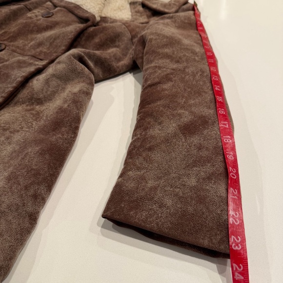 Vintage Heeksuede Brown Shearling Double-Breasted Coat Size Medium - Picture 7 of 8